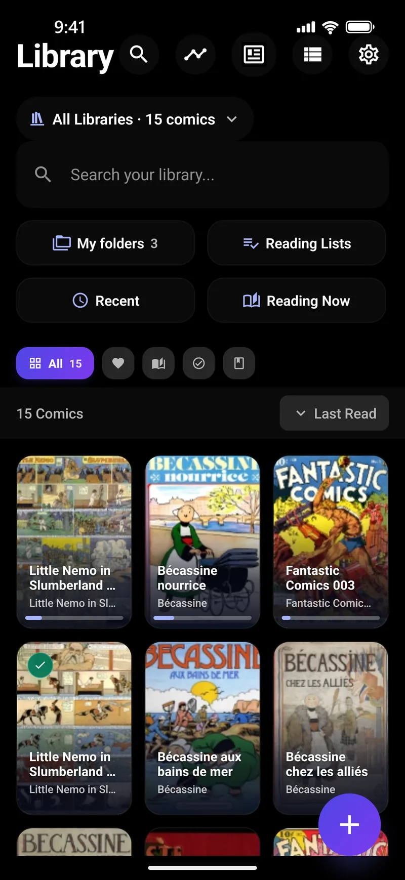 The library in the Black theme
